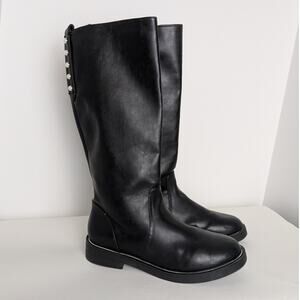 Zara Kids girls knee high black faux leather riding boots size 35